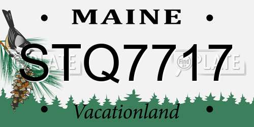 STQ7717 Maine License Plate