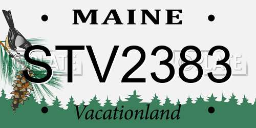 STV2383 Maine License Plate