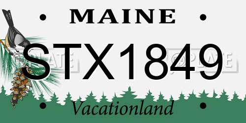 STX1849 Maine License Plate