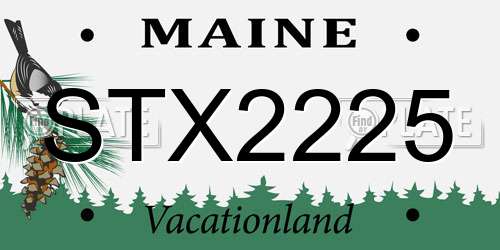 STX2225 Maine License Plate