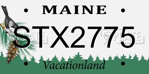 STX2775 Maine License Plate
