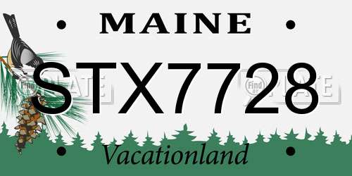 STX7728 Maine License Plate
