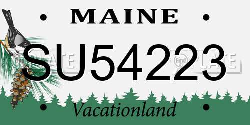 SU54223 Maine License Plate