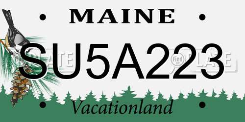 SU5A223 Maine License Plate