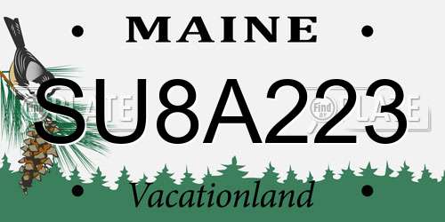 SU8A223 Maine License Plate