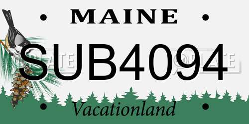 SUB4094 Maine License Plate