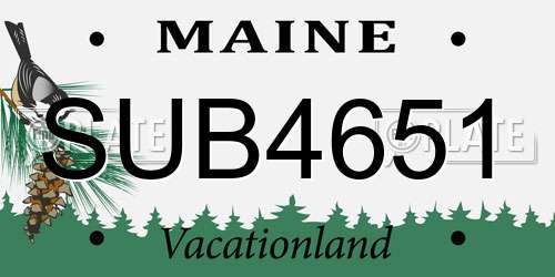 SUB4651 Maine License Plate