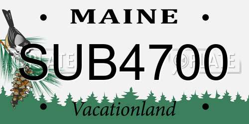 SUB4700 Maine License Plate