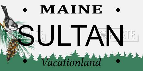 SULTAN Maine License Plate
