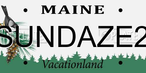SUNDAZE2 Maine License Plate