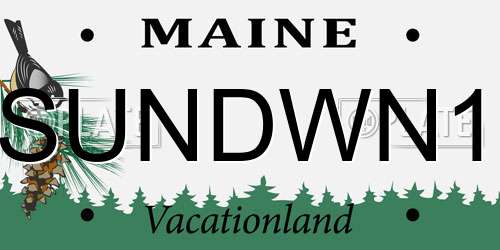 SUNDWN1 Maine License Plate