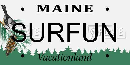 SURFUN Maine License Plate