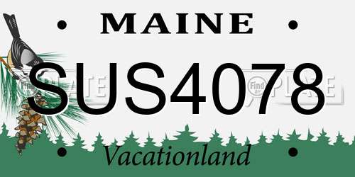 SUS4078 Maine License Plate