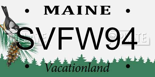 SVFW94 Maine License Plate