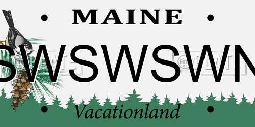 SWSWSWN Maine License Plate