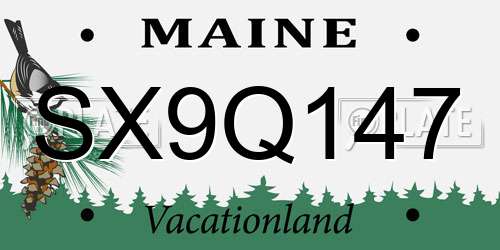 SX9Q147 Maine License Plate