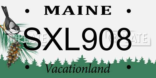 SXL908 Maine License Plate