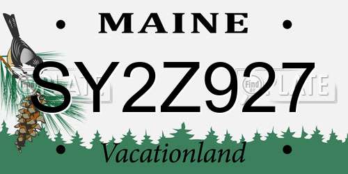 SY2Z927 Maine License Plate
