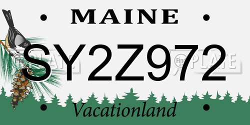 SY2Z972 Maine License Plate