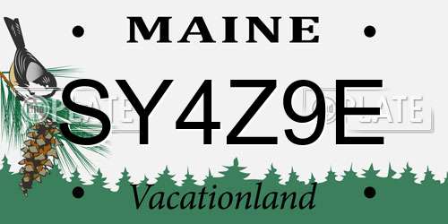 SY4Z9E Maine License Plate
