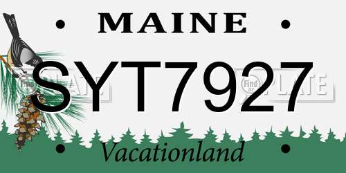 SYT7927 Maine License Plate