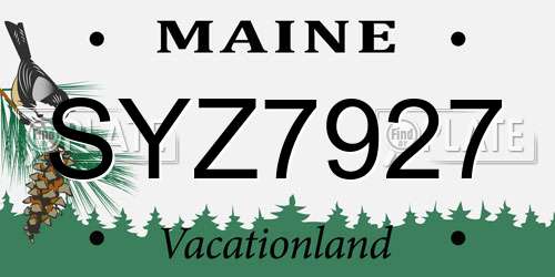 SYZ7927 Maine License Plate