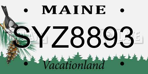 SYZ8893 Maine License Plate