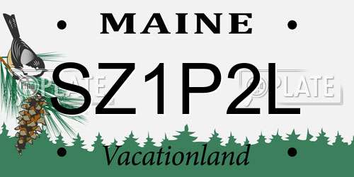 SZ1P2L Maine License Plate
