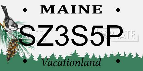 SZ3S5P Maine License Plate