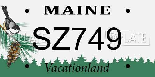 SZ749 Maine License Plate