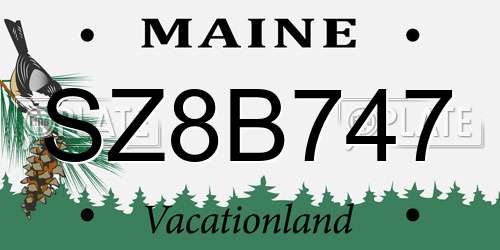 SZ8B747 Maine License Plate