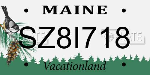 SZ8I718 Maine License Plate
