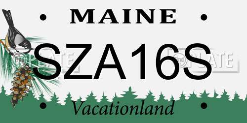 SZA16S Maine License Plate