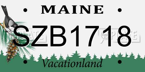 SZB1718 Maine License Plate
