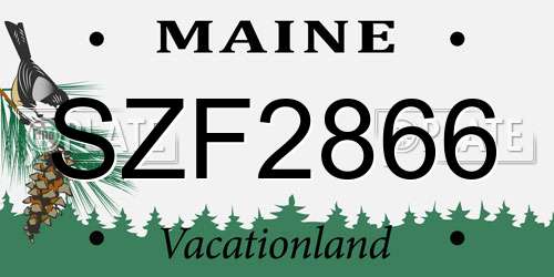 SZF2866 Maine License Plate