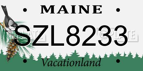 SZL8233 Maine License Plate