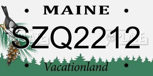 SZQ2212 Maine License Plate