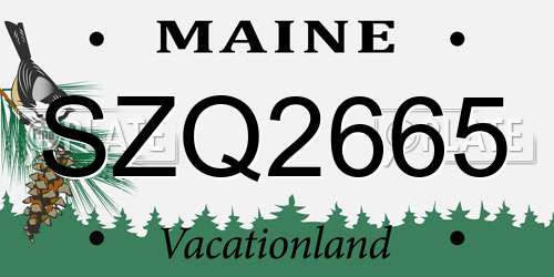 SZQ2665 Maine License Plate