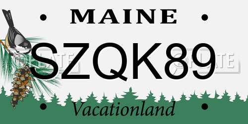 SZQK89 Maine License Plate