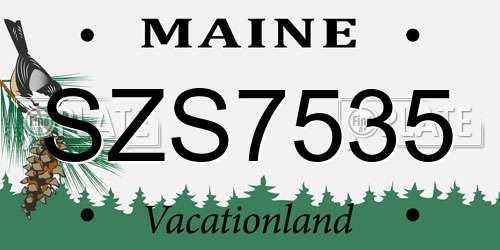 SZS7535 Maine License Plate