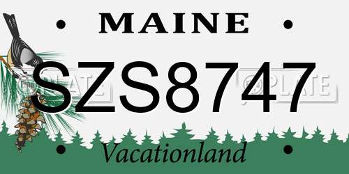 SZS8747 Maine License Plate