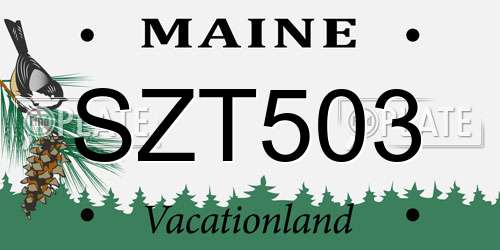 SZT503 Maine License Plate