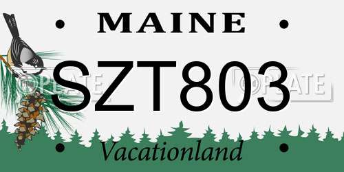 SZT803 Maine License Plate