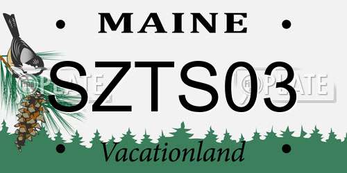 SZTS03 Maine License Plate