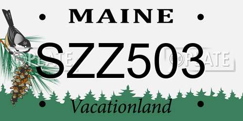 SZZ503 Maine License Plate