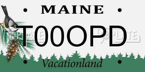 T00OPD Maine License Plate