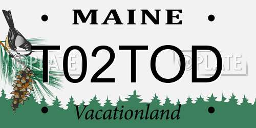 T02TOD Maine License Plate