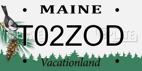 T02ZOD Maine License Plate