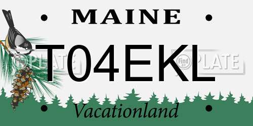 T04EKL Maine License Plate