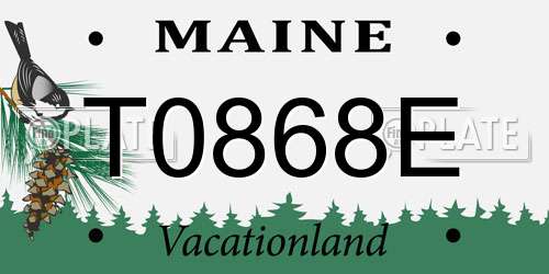 T0868E Maine License Plate